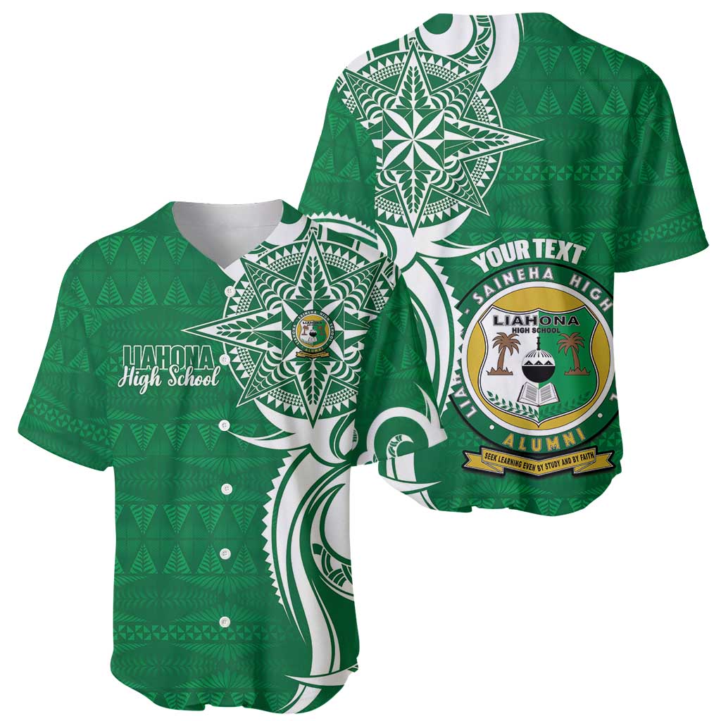 Personalised Liahona - Saineha High School Baseball Jersey Tongan Ngatu Pattern - Polynesian Pride