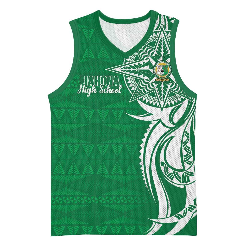 Personalised Liahona - Saineha High School Basketball Jersey Tongan Ngatu Pattern - Polynesian Pride
