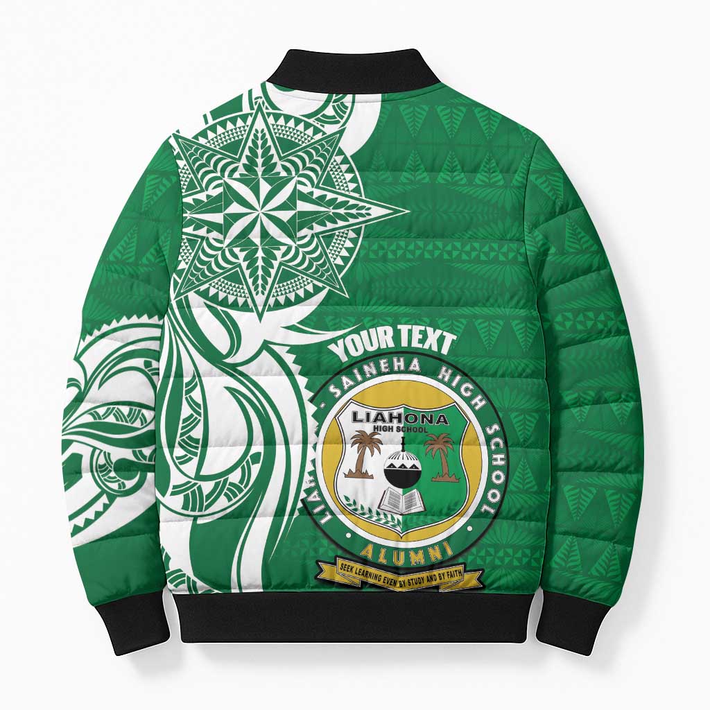 Personalised Liahona - Saineha High School Bomber Puffer Jacket Tongan Ngatu Pattern - Polynesian Pride