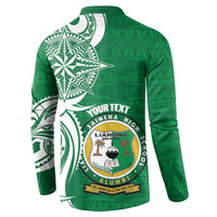 Personalised Liahona - Saineha High School Button Sweatshirt Tongan Ngatu Pattern - Polynesian Pride