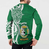 Personalised Liahona - Saineha High School Button Sweatshirt Tongan Ngatu Pattern - Polynesian Pride
