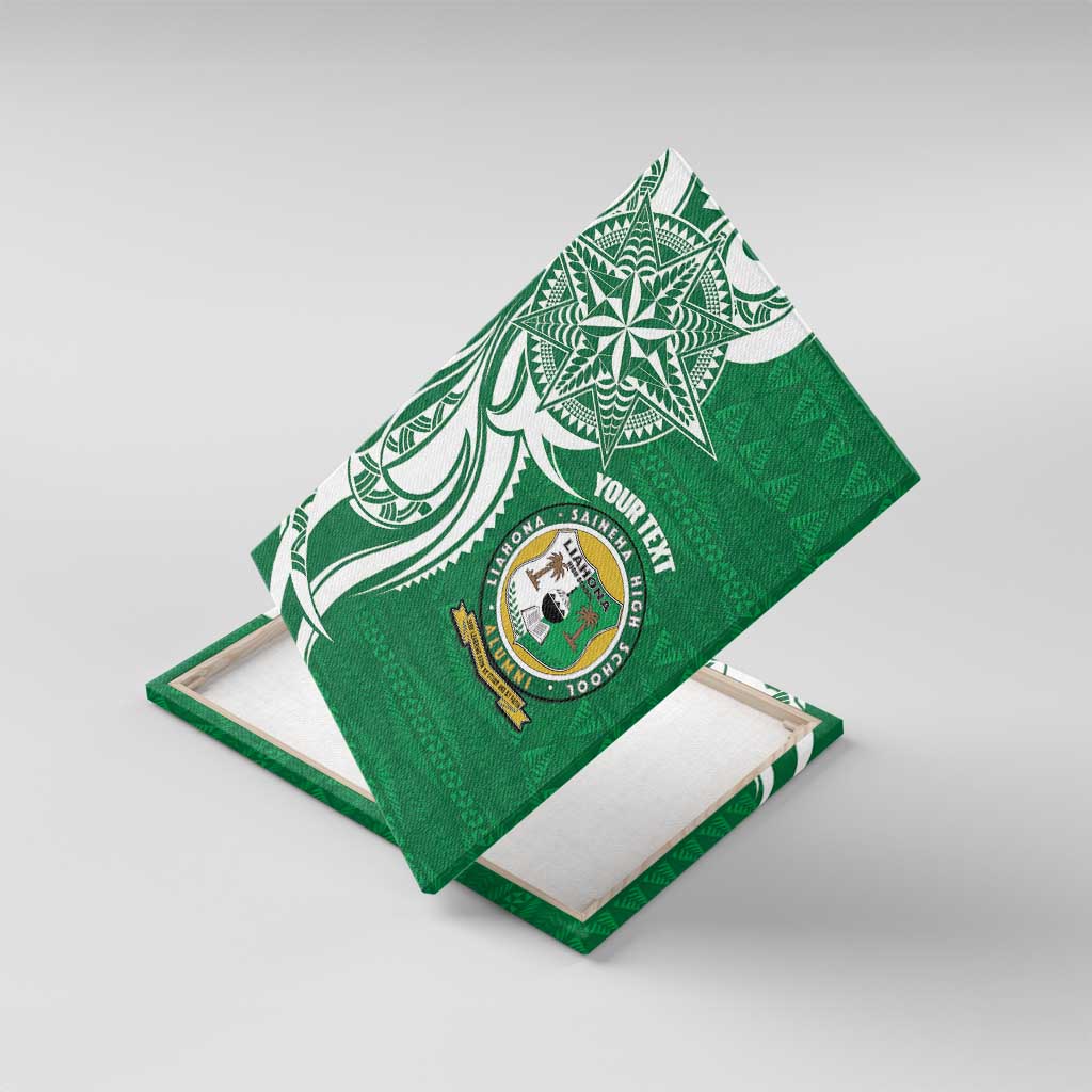 Personalised Liahona - Saineha High School Canvas Wall Art Tongan Ngatu Pattern - Polynesian Pride