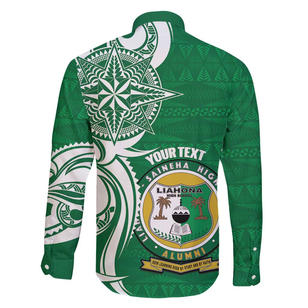 Personalised Liahona - Saineha High School Family Matching Off Shoulder Maxi Dress and Hawaiian Shirt Tongan Ngatu Pattern - Polynesian Pride