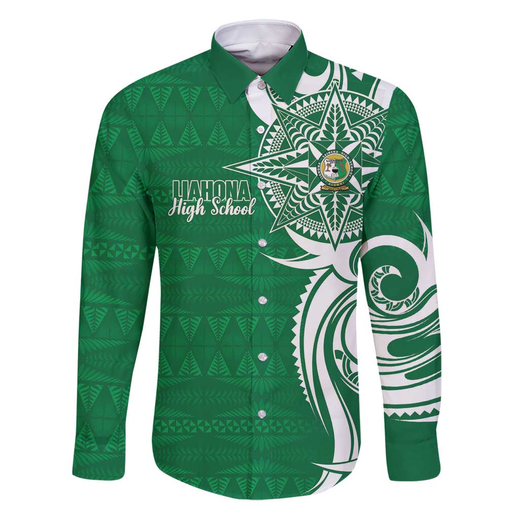 Personalised Liahona - Saineha High School Family Matching Off Shoulder Short Dress and Hawaiian Shirt Tongan Ngatu Pattern - Polynesian Pride