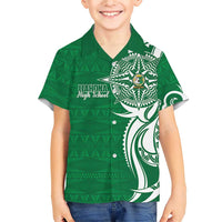 Personalised Liahona - Saineha High School Family Matching Short Sleeve Bodycon Dress and Hawaiian Shirt Tongan Ngatu Pattern - Polynesian Pride