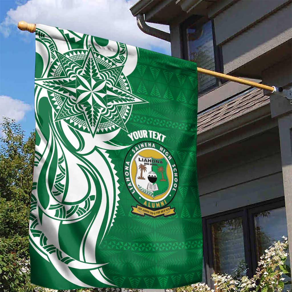 Personalised Liahona - Saineha High School Garden Flag Tongan Ngatu Pattern - Polynesian Pride