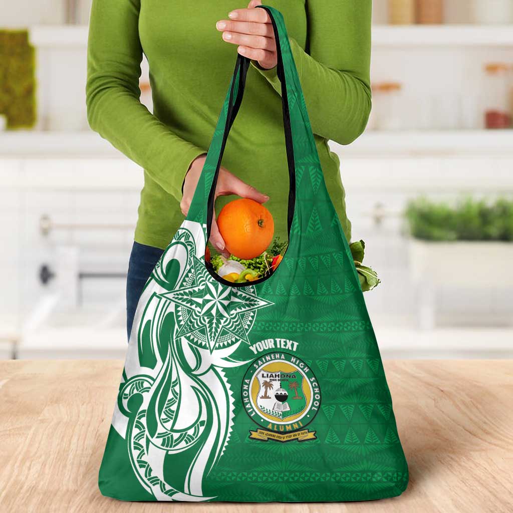 Personalised Liahona - Saineha High School Grocery Bag Tongan Ngatu Pattern - Polynesian Pride