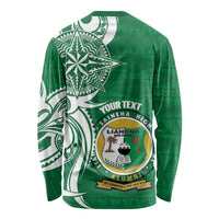 Personalised Liahona - Saineha High School Long Sleeve Shirt Tongan Ngatu Pattern - Polynesian Pride