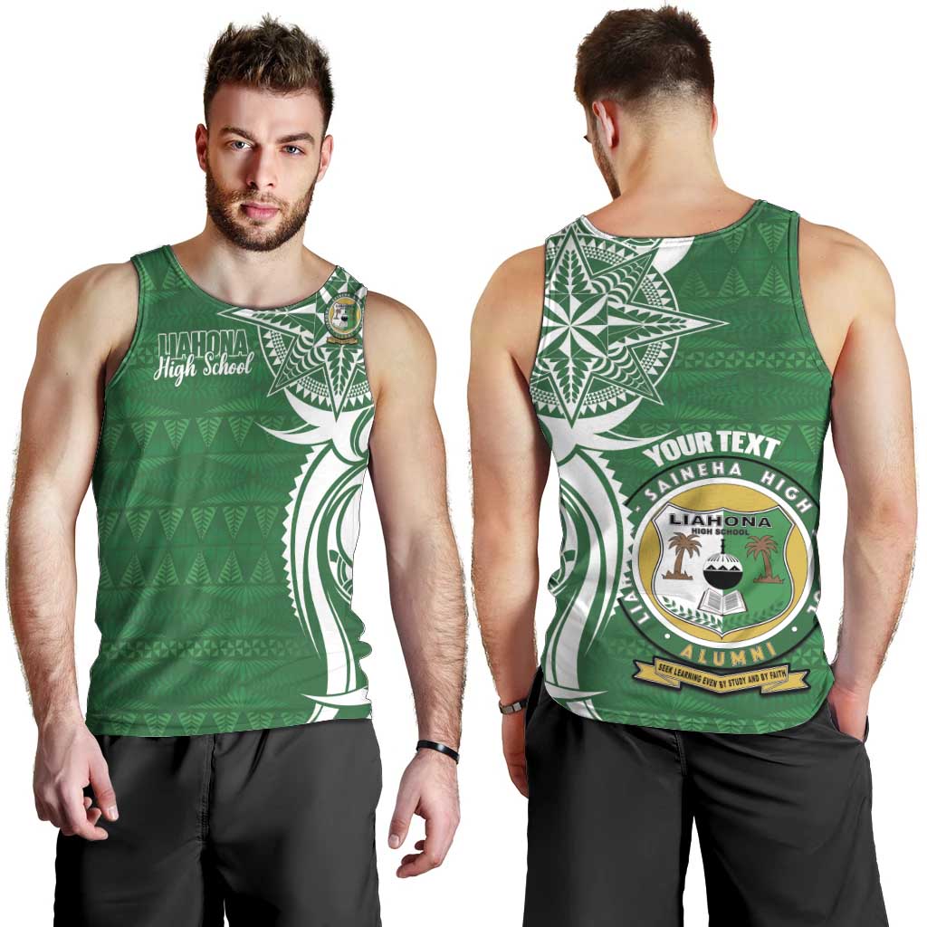Personalised Liahona - Saineha High School Men Tank Top Tongan Ngatu Pattern - Polynesian Pride
