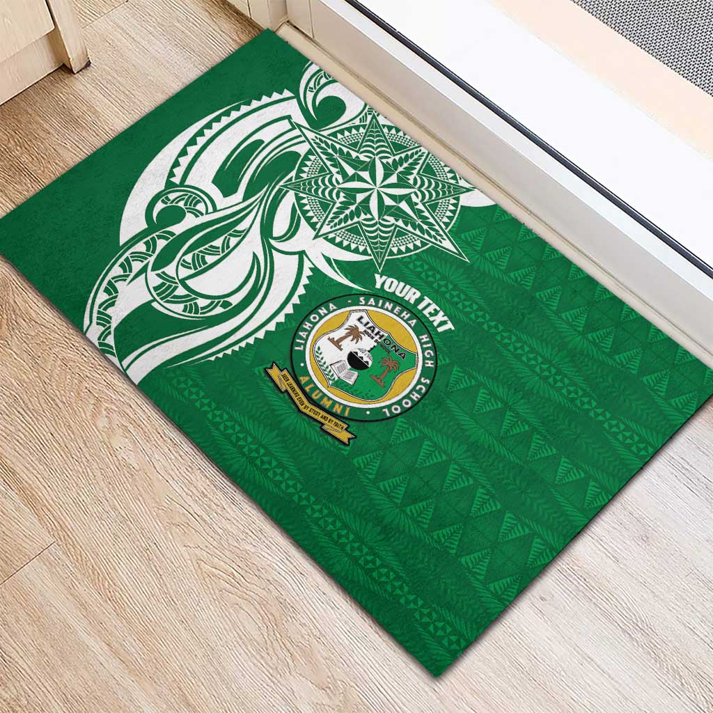 Personalised Liahona - Saineha High School Rubber Doormat Tongan Ngatu Pattern - Polynesian Pride