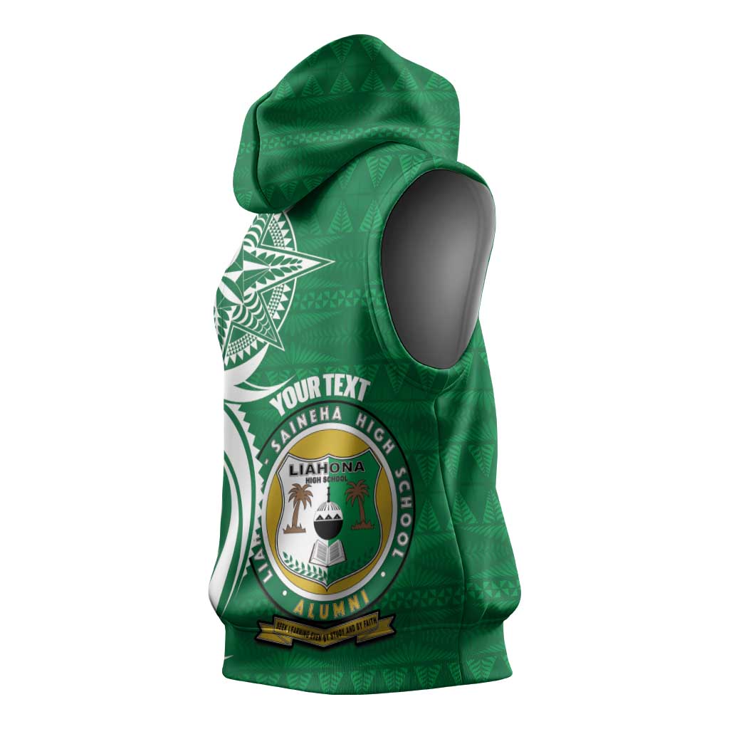 Personalised Liahona - Saineha High School Sleeveless Hoodie Tongan Ngatu Pattern - Polynesian Pride