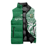 Personalised Liahona - Saineha High School Sleeveless Puffer Jacket Tongan Ngatu Pattern - Polynesian Pride