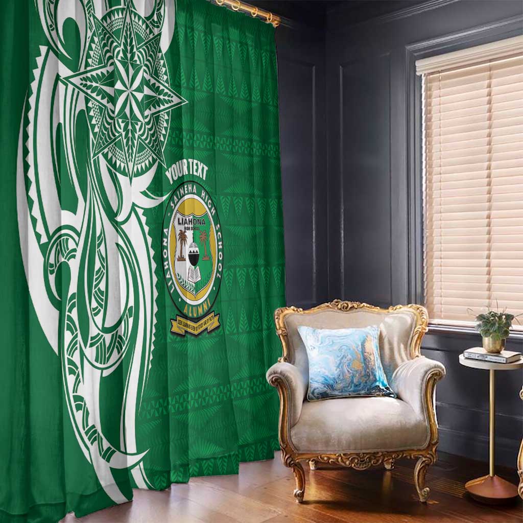 Personalised Liahona - Saineha High School Window Curtain Tongan Ngatu Pattern - Polynesian Pride