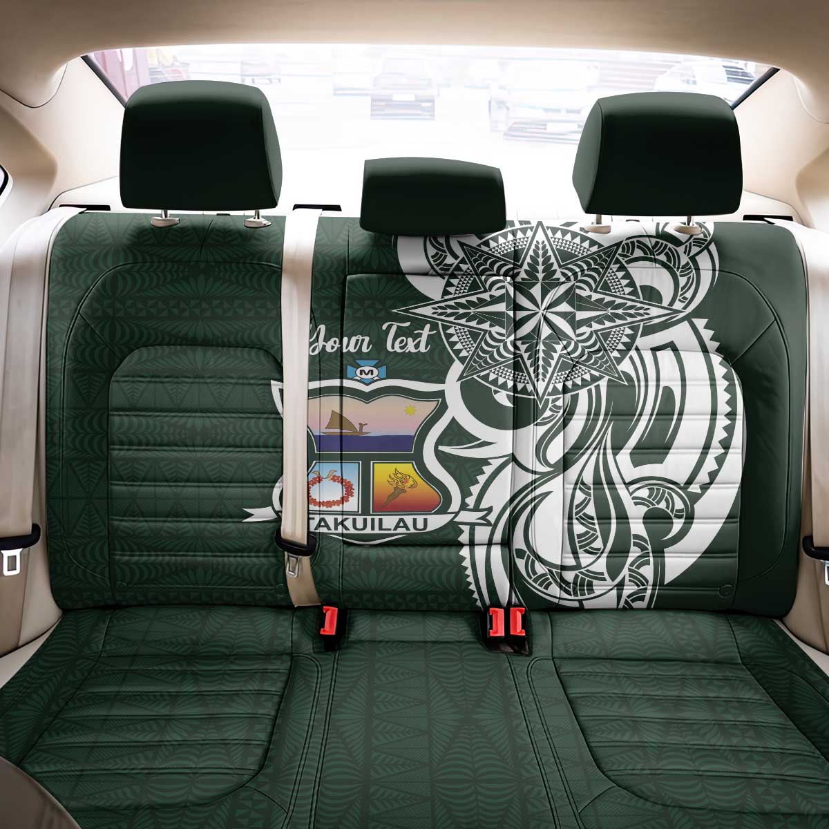 Personalised Tonga Takuilau College Back Car Seat Cover Est 1975 Tongan Ngatu Pattern - Polynesian Pride
