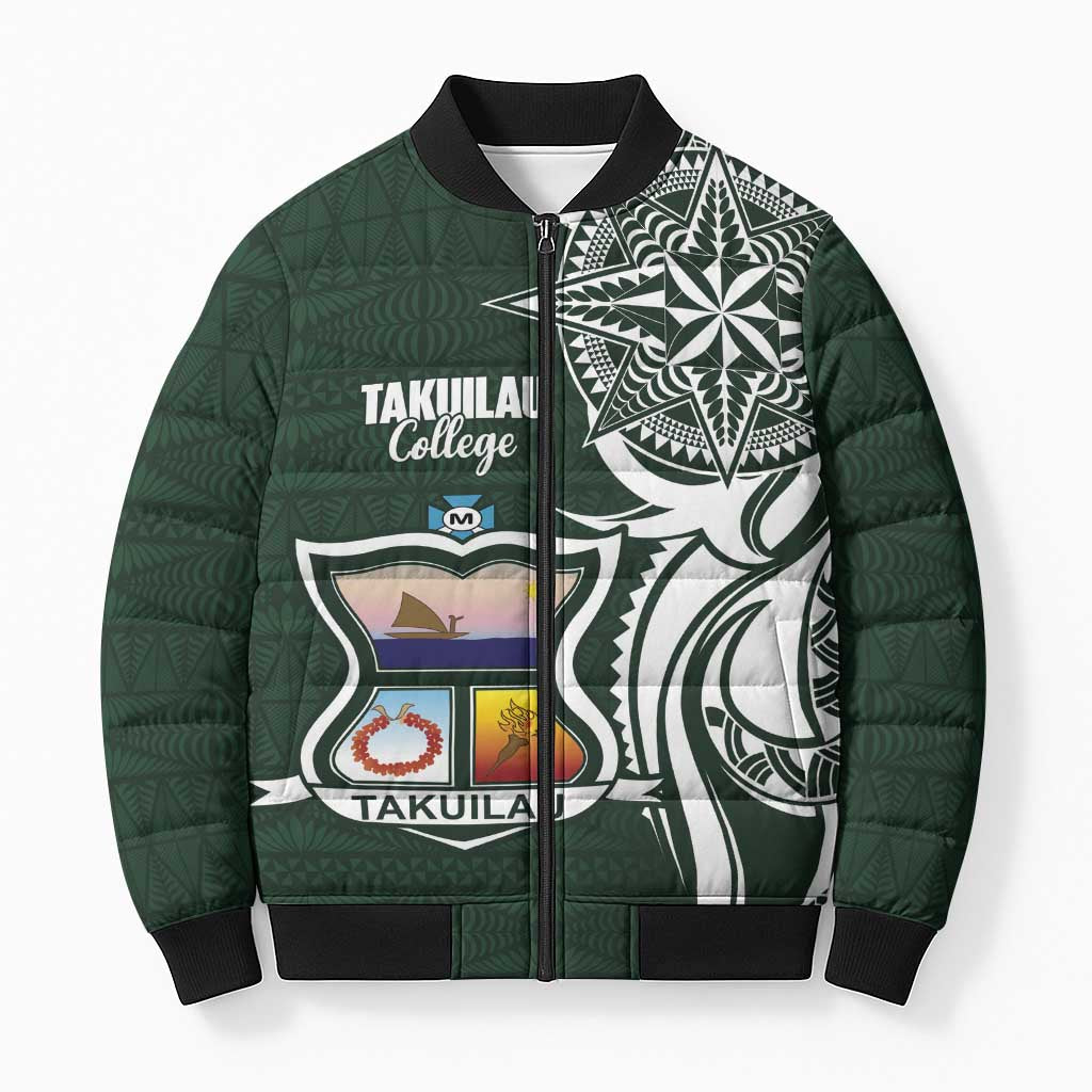 Personalised Tonga Takuilau College Bomber Puffer Jacket Est 1975 Tongan Ngatu Pattern - Polynesian Pride