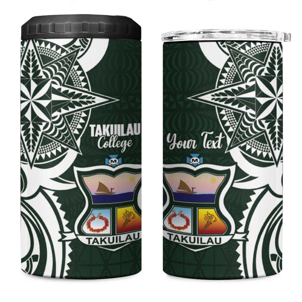 Personalised Tonga Takuilau College 4 in 1 Can Cooler Tumbler Est 1975 Tongan Ngatu Pattern - Polynesian Pride