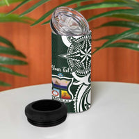 Personalised Tonga Takuilau College 4 in 1 Can Cooler Tumbler Est 1975 Tongan Ngatu Pattern - Polynesian Pride