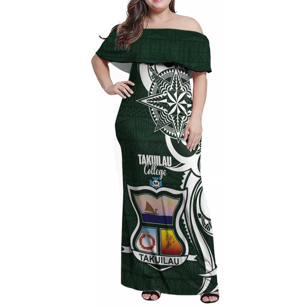 Personalised Tonga Takuilau College Family Matching Off Shoulder Maxi Dress and Hawaiian Shirt Est 1975 Tongan Ngatu Pattern - Polynesian Pride