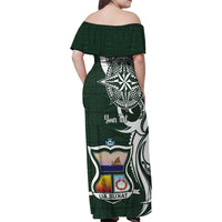 Personalised Tonga Takuilau College Family Matching Off Shoulder Maxi Dress and Hawaiian Shirt Est 1975 Tongan Ngatu Pattern - Polynesian Pride