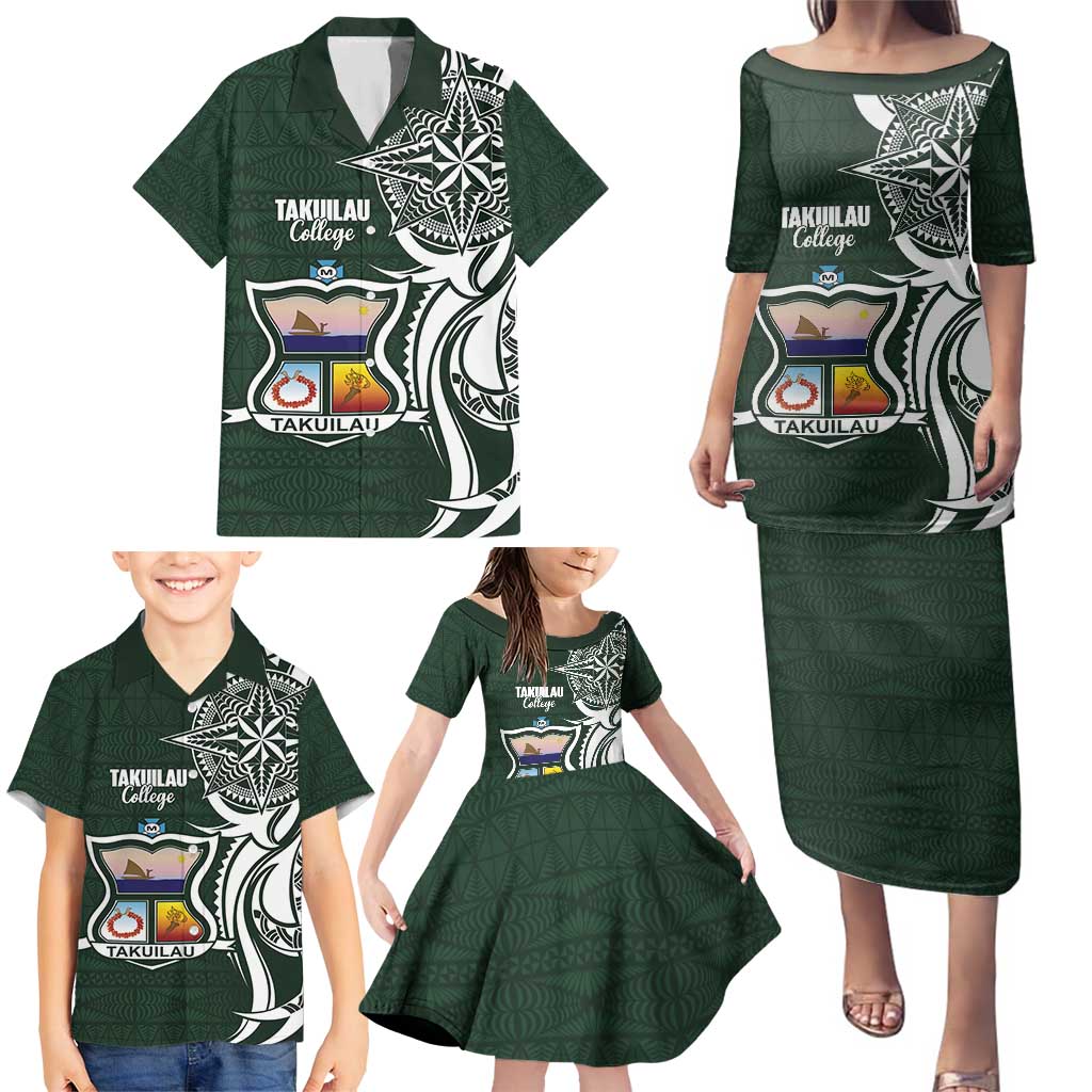 Personalised Tonga Takuilau College Family Matching Puletasi and Hawaiian Shirt Est 1975 Tongan Ngatu Pattern - Polynesian Pride