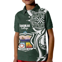 Personalised Tonga Takuilau College Kid Polo Shirt Est 1975 Tongan Ngatu Pattern - Polynesian Pride