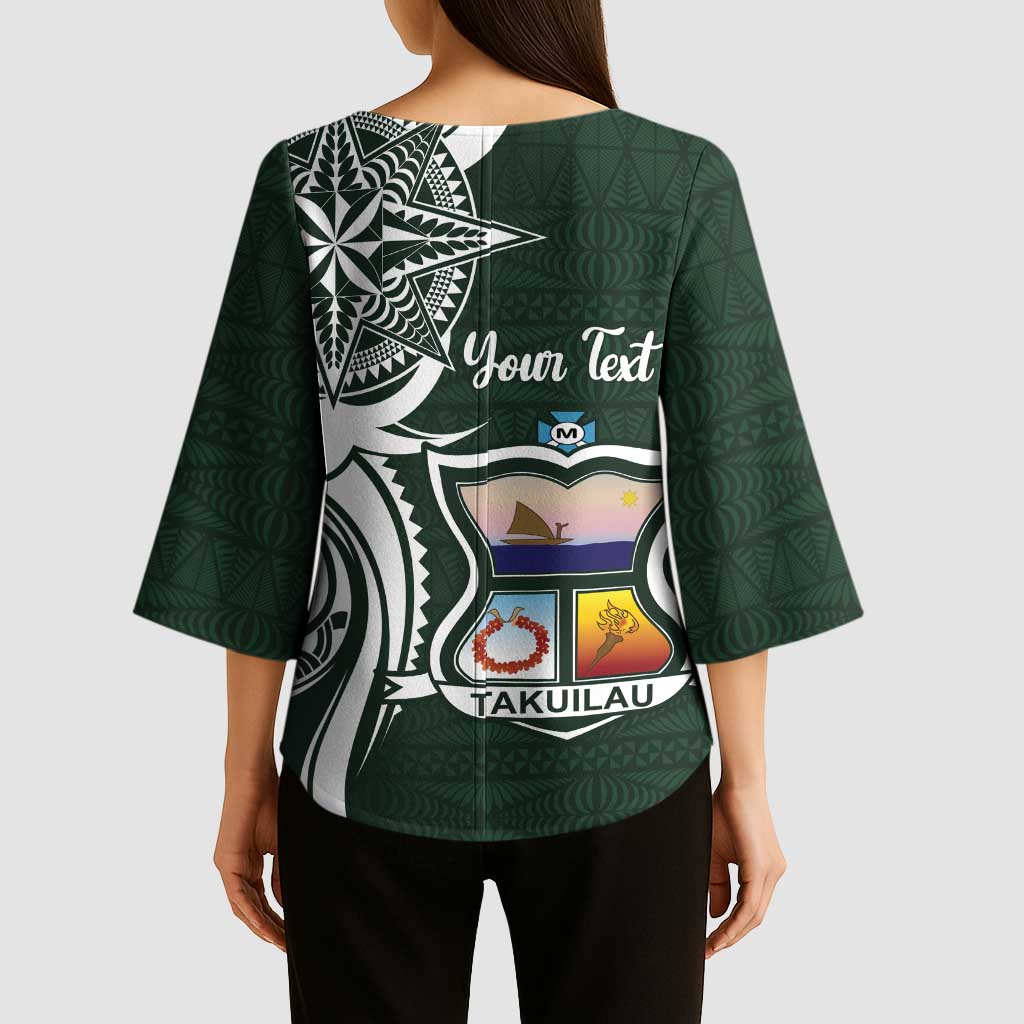 Personalised Tonga Takuilau College Kimono Sleeve Blouse Est 1975 Tongan Ngatu Pattern - Polynesian Pride