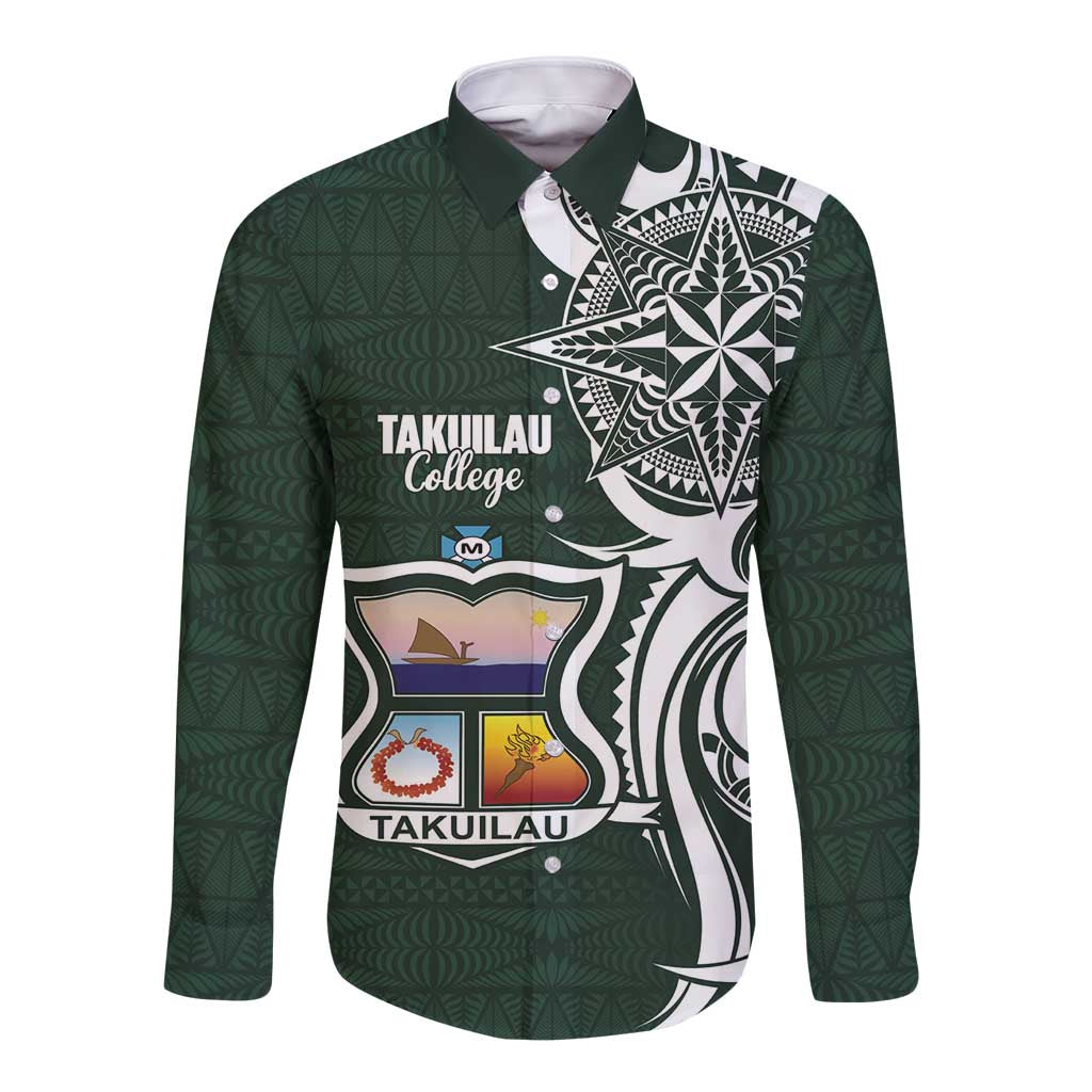 Personalised Tonga Takuilau College Long Sleeve Button Shirt Est 1975 Tongan Ngatu Pattern - Polynesian Pride