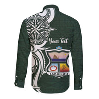 Personalised Tonga Takuilau College Long Sleeve Button Shirt Est 1975 Tongan Ngatu Pattern - Polynesian Pride