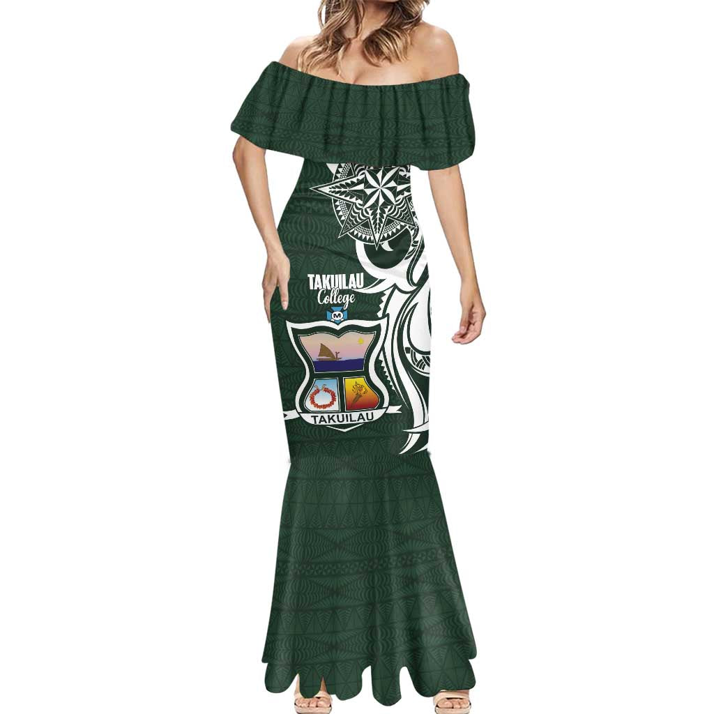 Personalised Tonga Takuilau College Mermaid Dress Est 1975 Tongan Ngatu Pattern - Polynesian Pride