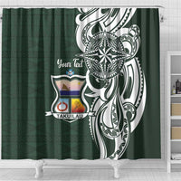 Personalised Tonga Takuilau College Shower Curtain Est 1975 Tongan Ngatu Pattern - Polynesian Pride
