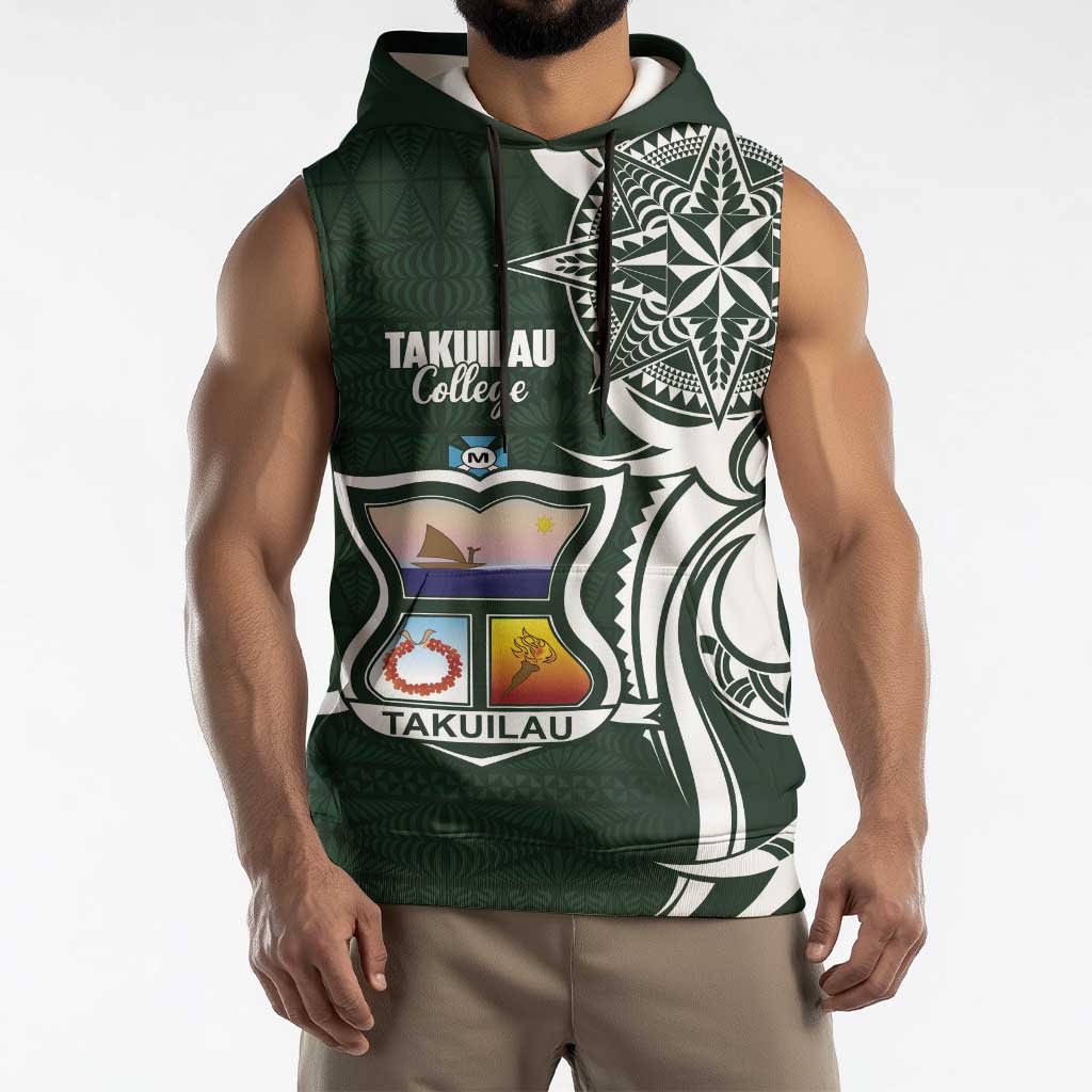 Personalised Tonga Takuilau College Sleeveless Hoodie Est 1975 Tongan Ngatu Pattern - Polynesian Pride