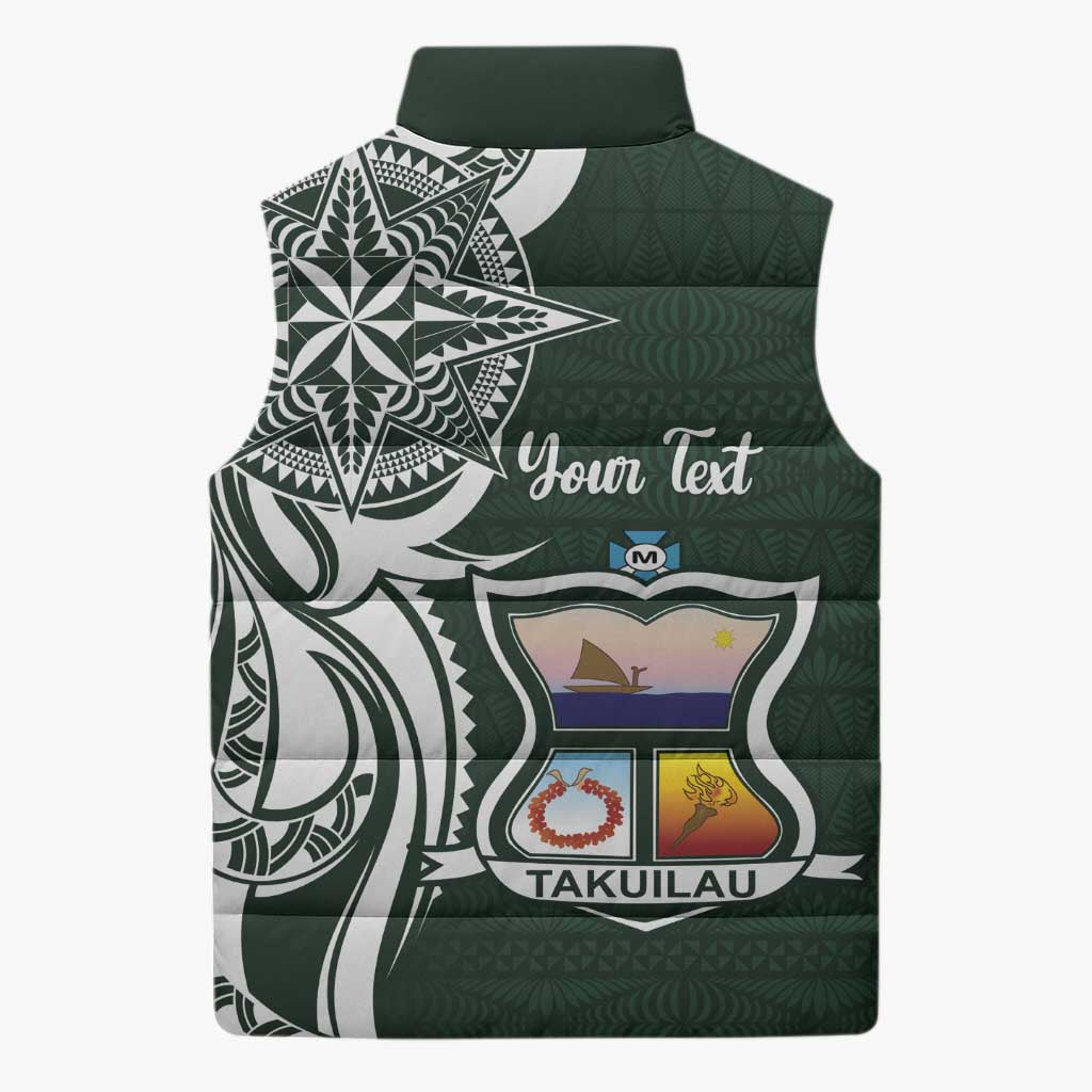 Personalised Tonga Takuilau College Sleeveless Puffer Jacket Est 1975 Tongan Ngatu Pattern - Polynesian Pride