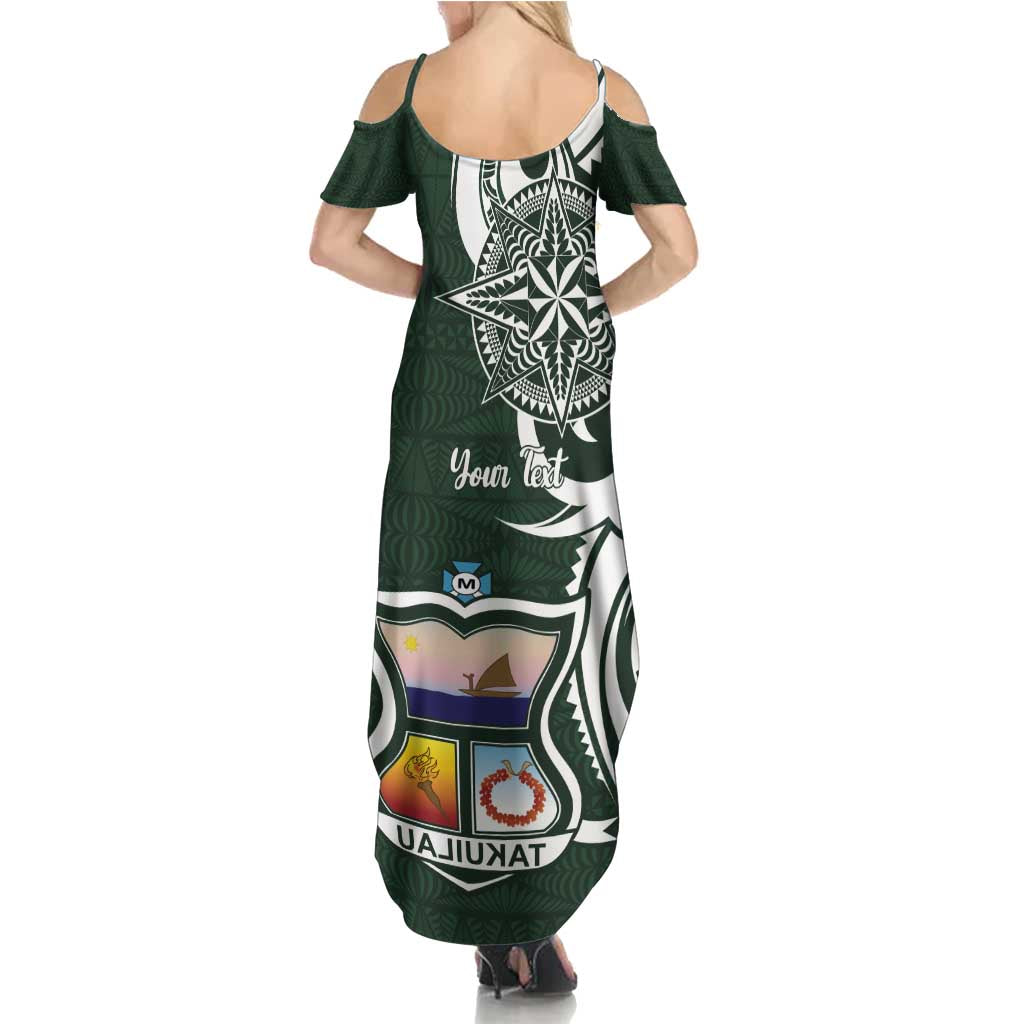 Personalised Tonga Takuilau College Summer Maxi Dress Est 1975 Tongan Ngatu Pattern - Polynesian Pride