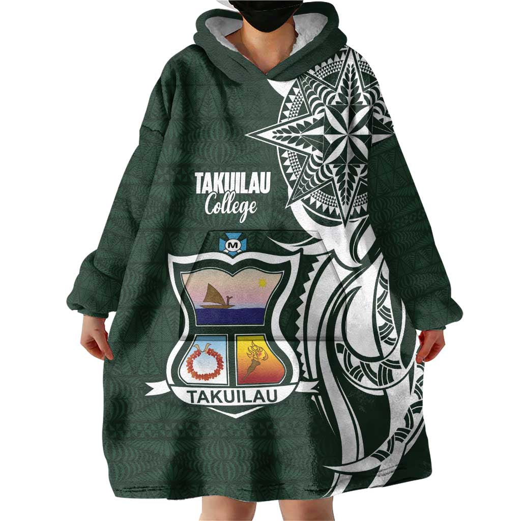 Personalised Tonga Takuilau College Wearable Blanket Hoodie Est 1975 Tongan Ngatu Pattern - Polynesian Pride