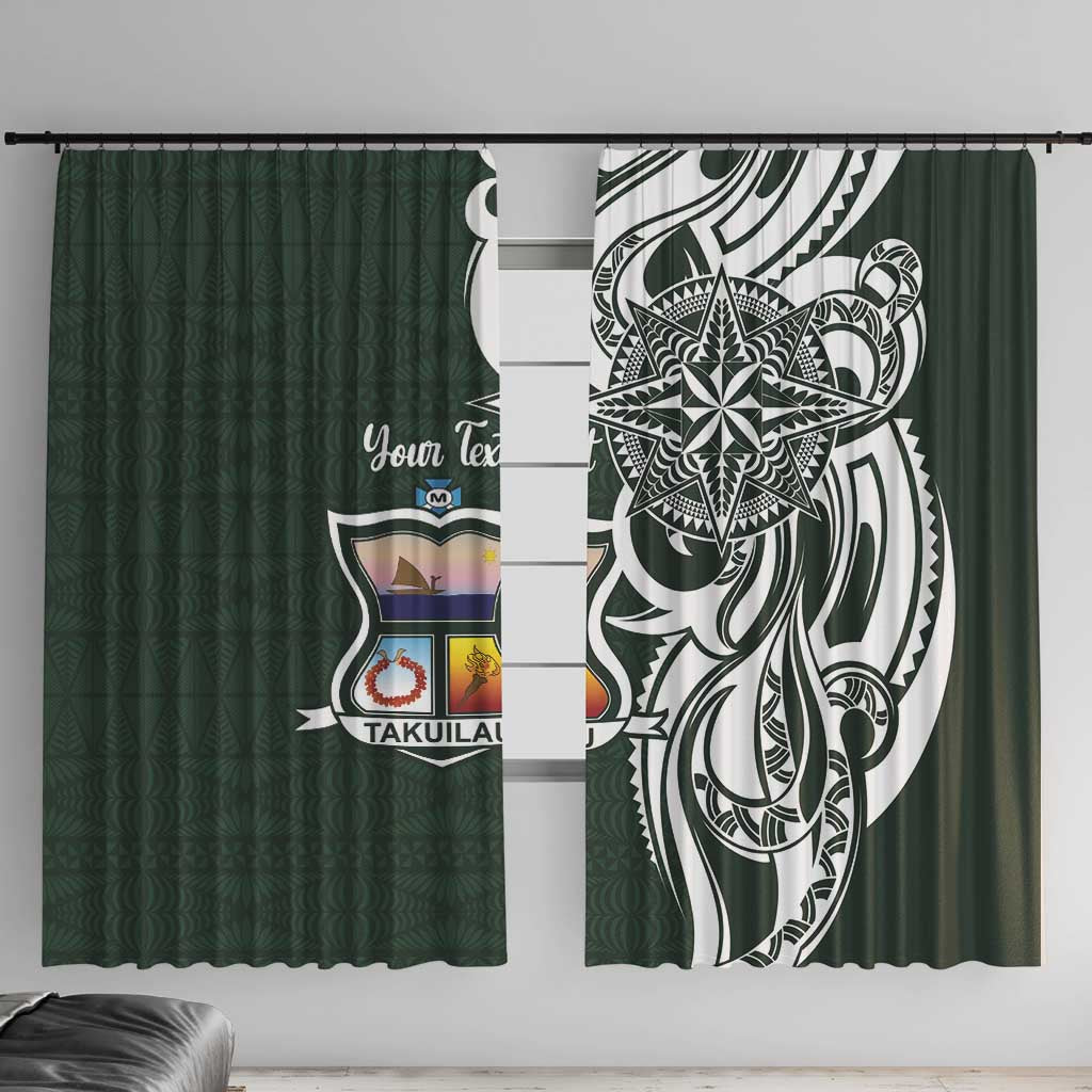 Personalised Tonga Takuilau College Window Curtain Est 1975 Tongan Ngatu Pattern - Polynesian Pride