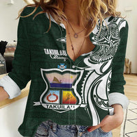 Personalised Tonga Takuilau College Women Casual Shirt Est 1975 Tongan Ngatu Pattern - Polynesian Pride