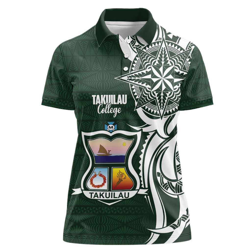 Personalised Tonga Takuilau College Women Polo Shirt Est 1975 Tongan Ngatu Pattern - Polynesian Pride
