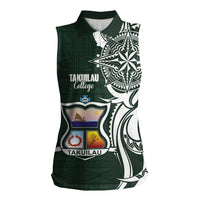 Personalised Tonga Takuilau College Women Sleeveless Polo Shirt Est 1975 Tongan Ngatu Pattern - Polynesian Pride