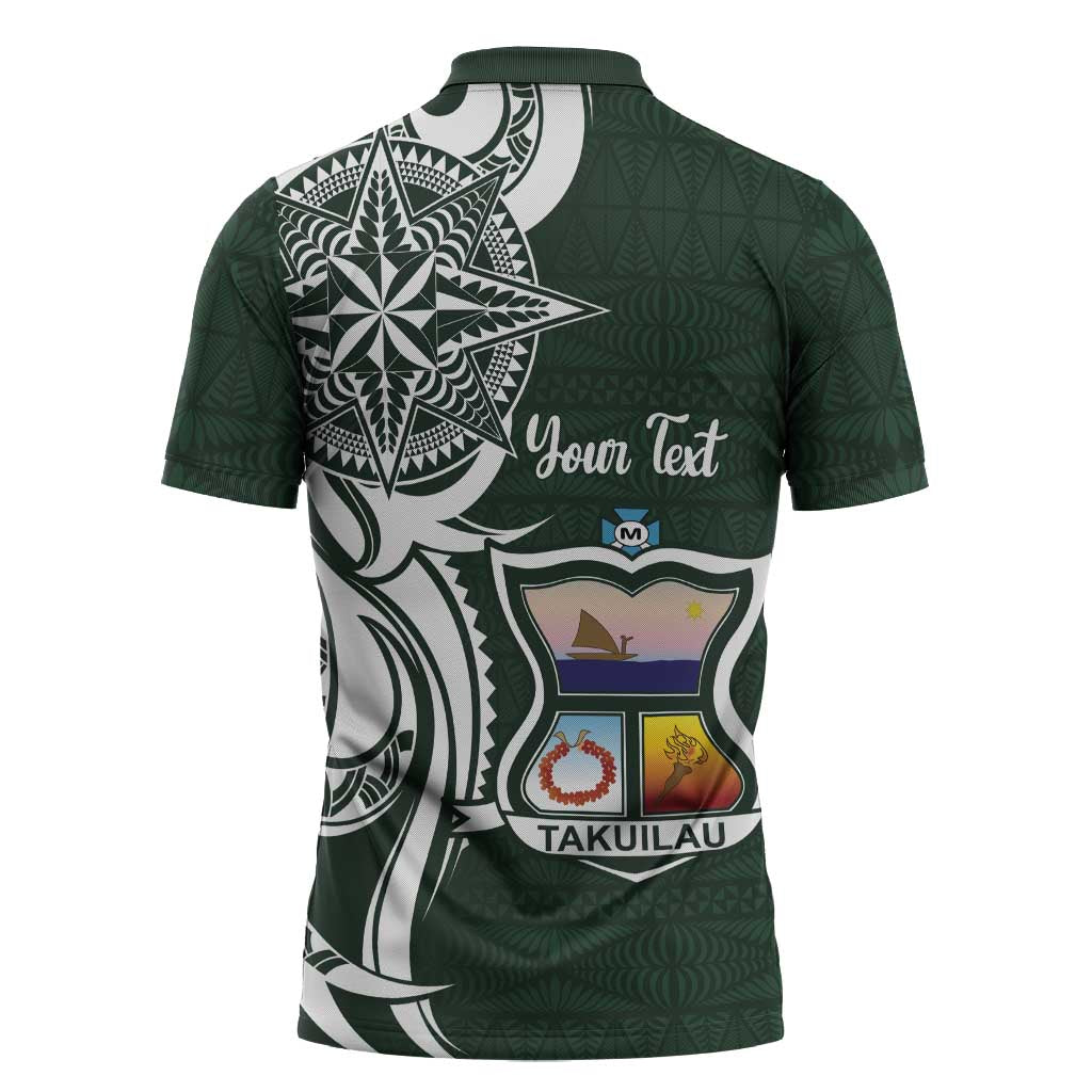 Personalised Tonga Takuilau College Zipper Polo Shirt Est 1975 Tongan Ngatu Pattern - Polynesian Pride