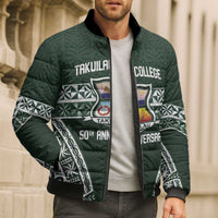 Personalised Tonga Takuilau College Bomber Puffer Jacket 50th Anniversary Ngatu Kupesi - Polynesian Pride