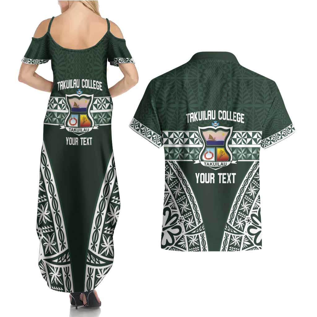 Personalised Tonga Takuilau College Couples Matching Summer Maxi Dress and Hawaiian Shirt 50th Anniversary Ngatu Kupesi - Polynesian Pride