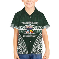 Personalised Tonga Takuilau College Family Matching Long Sleeve Bodycon Dress and Hawaiian Shirt 50th Anniversary Ngatu Kupesi - Polynesian Pride