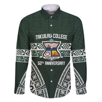 Personalised Tonga Takuilau College Family Matching Off Shoulder Maxi Dress and Hawaiian Shirt 50th Anniversary Ngatu Kupesi - Polynesian Pride