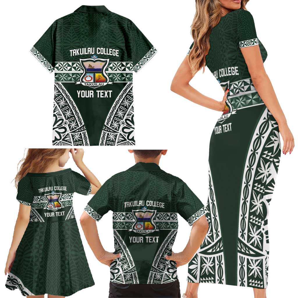 Personalised Tonga Takuilau College Family Matching Short Sleeve Bodycon Dress and Hawaiian Shirt 50th Anniversary Ngatu Kupesi - Polynesian Pride