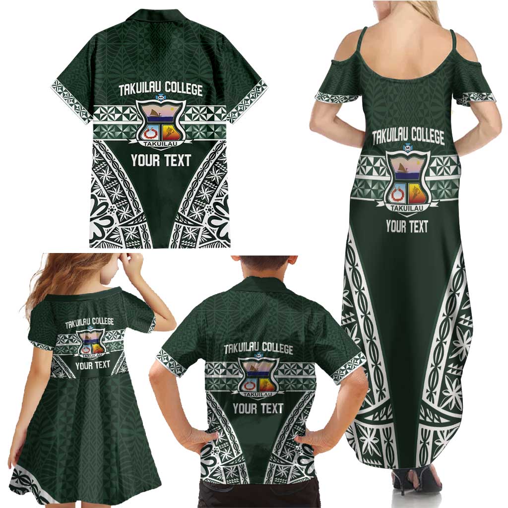 Personalised Tonga Takuilau College Family Matching Summer Maxi Dress and Hawaiian Shirt 50th Anniversary Ngatu Kupesi - Polynesian Pride