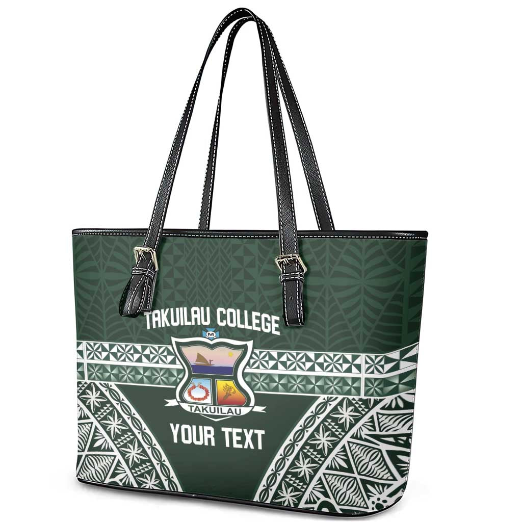 Personalised Tonga Takuilau College Leather Tote Bag 50th Anniversary Ngatu Kupesi - Polynesian Pride