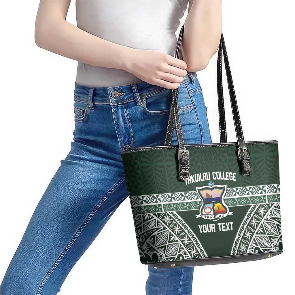 Personalised Tonga Takuilau College Leather Tote Bag 50th Anniversary Ngatu Kupesi - Polynesian Pride