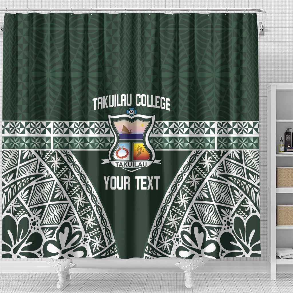 Personalised Tonga Takuilau College Shower Curtain 50th Anniversary Ngatu Kupesi - Polynesian Pride