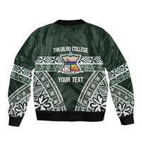 Personalised Tonga Takuilau College Sleeve Zip Bomber Jacket 50th Anniversary Ngatu Kupesi - Polynesian Pride