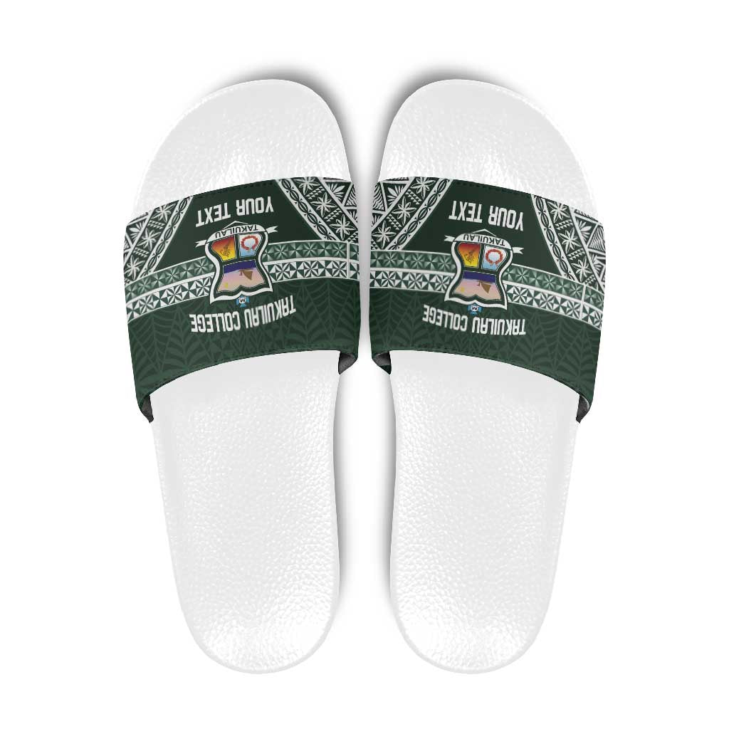 Personalised Tonga Takuilau College Slide Sandals 50th Anniversary Ngatu Kupesi - Polynesian Pride